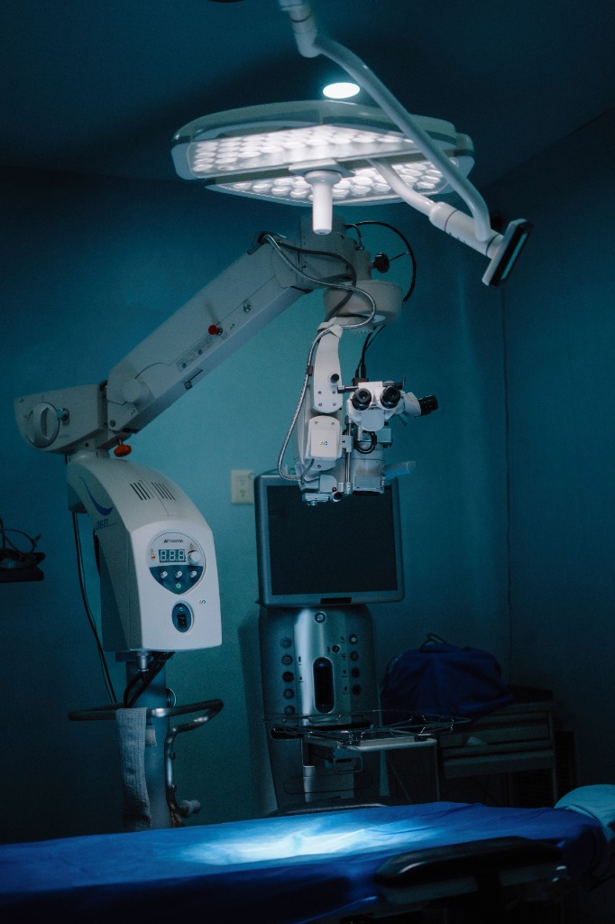 High-magnification surgical neuro-microscope in theatre